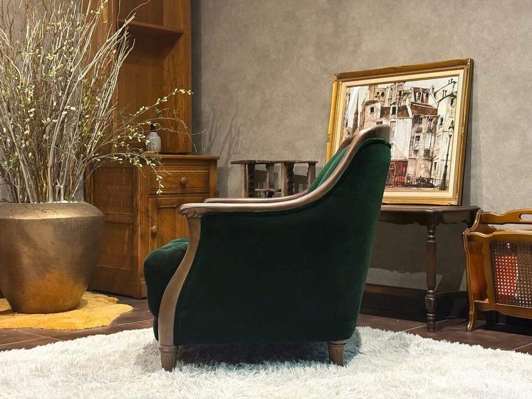 maruni マルニ木工　一人掛けソファ　ボタンダウン　ファブリック　IG