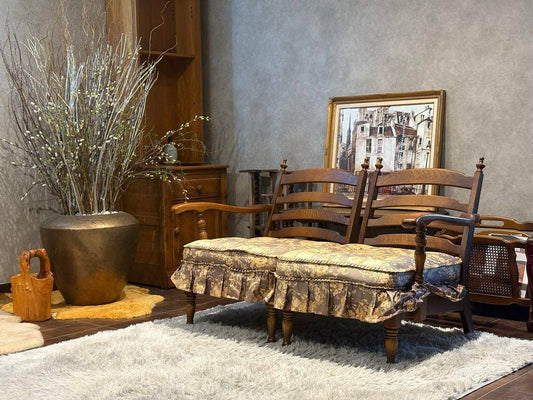 飛騨産業　キツツキ　2掛けソファ　アームチェア　アームソファ　アンティーク　nN