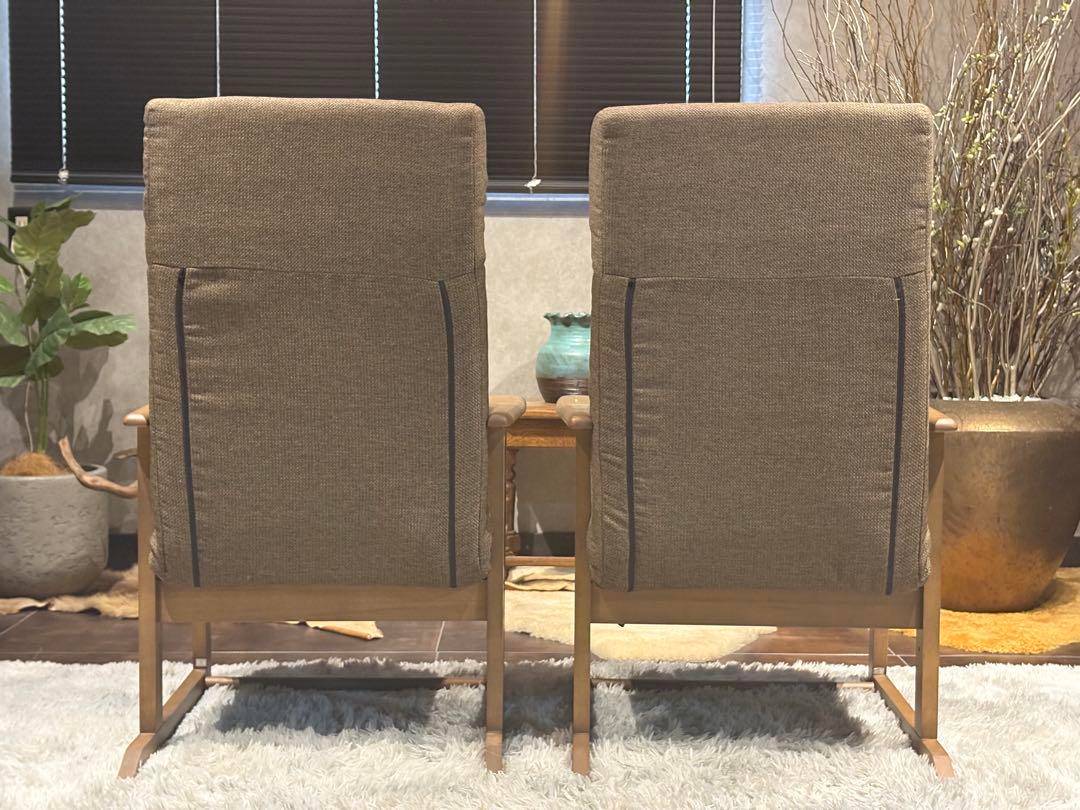 シンプル　ブラウン　ソファ　 一人用　アームソファ　キャスター付　2脚セット　Y