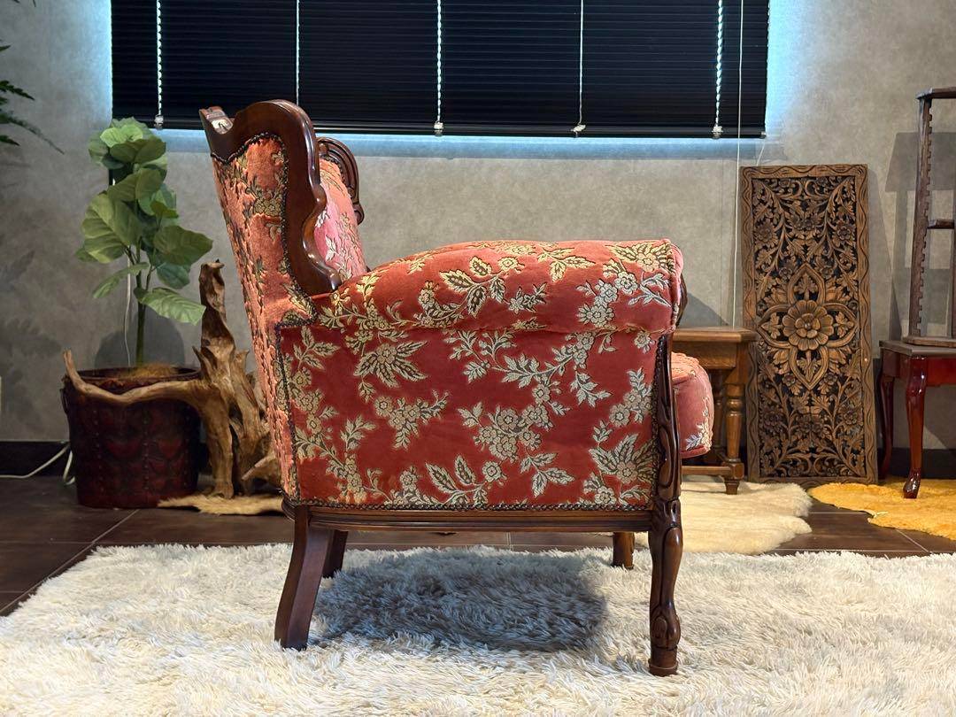 イタリア　アンティーク　ロココ　クラシック　鋲打　リベット　猫脚　金華山織　KG