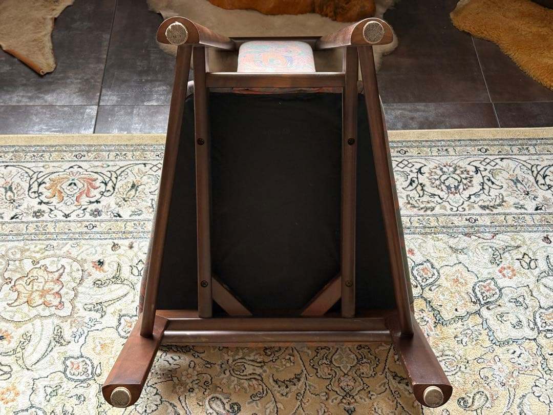 オールドカリモク　カリモク　Karimoku　ハイバックチェア　総柄　レトロ家具