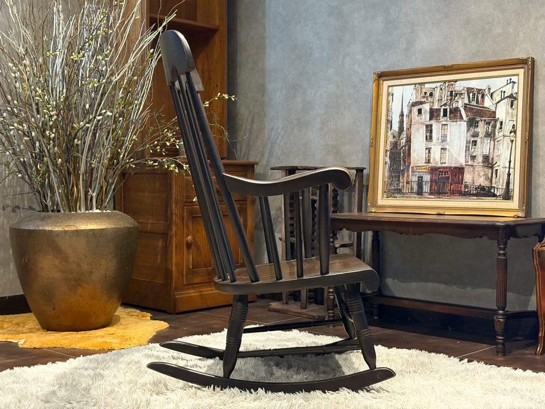 飛騨産業　キツツキマーク　ロッキングチェア　ダイニングチェア　アンティーク　IG