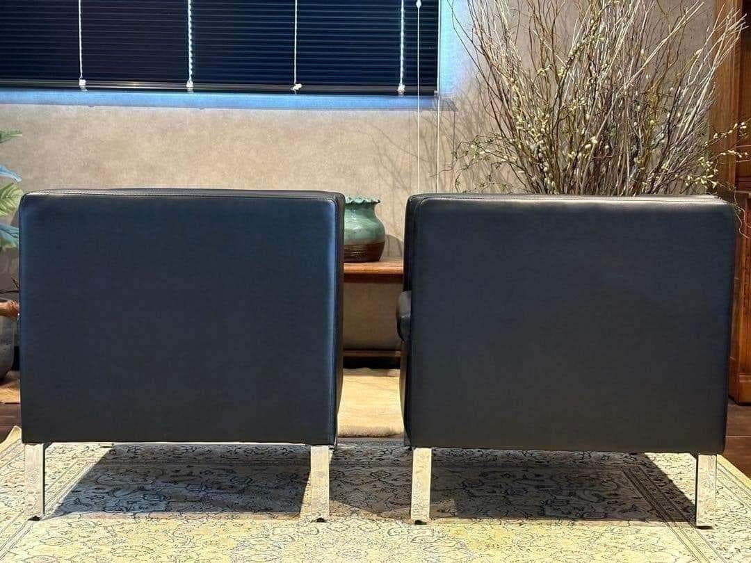 ①ブラック モダン 1人掛けソファ 1Pソファ 合皮レザー アンティーク SG