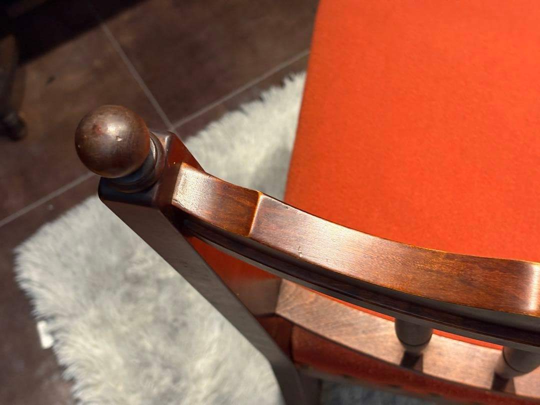 アンティーク ダイニングチェア リビングチェア ファブリック リベット打ち IZ