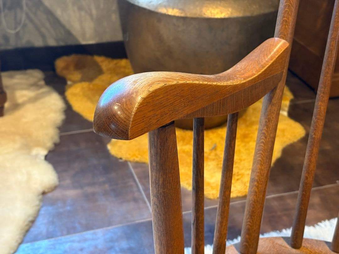 ①飛騨産業 キツツキマーク ロッキングチェア ダイニングチェア ビンテージ nG