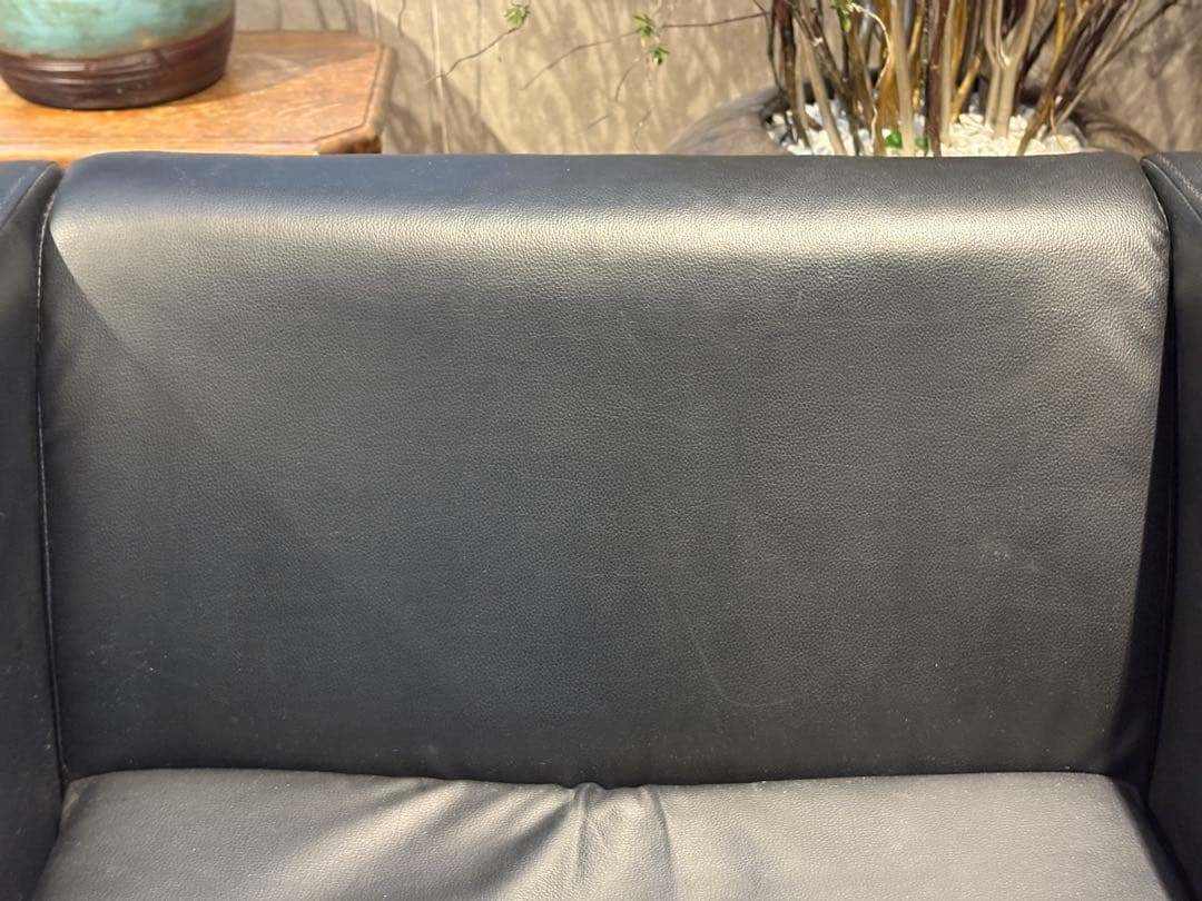 ②ブラック モダン 1人掛けソファ 1Pソファ 合皮レザー アンティーク SG