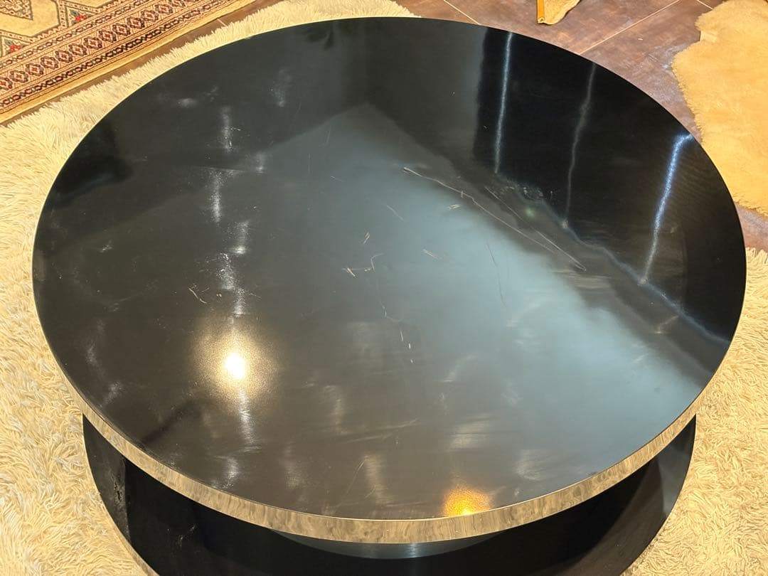 ラウンドテーブル センターテーブル 円卓 ブラック モダンデコ nZ