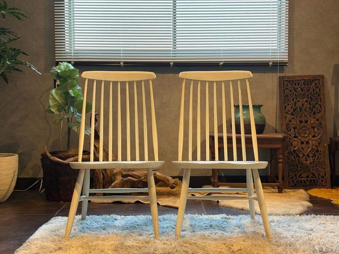 ②太平 ウィンザーチェア　ホワイト　ゴールドスミスチェア　2脚セット　IZ