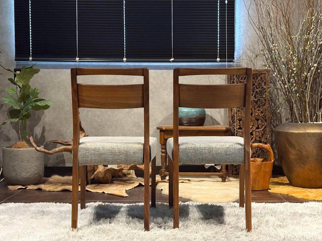 シンプル　モダン　ビンテージ　ウォールナット　ダイニングチェア　4脚セット　H