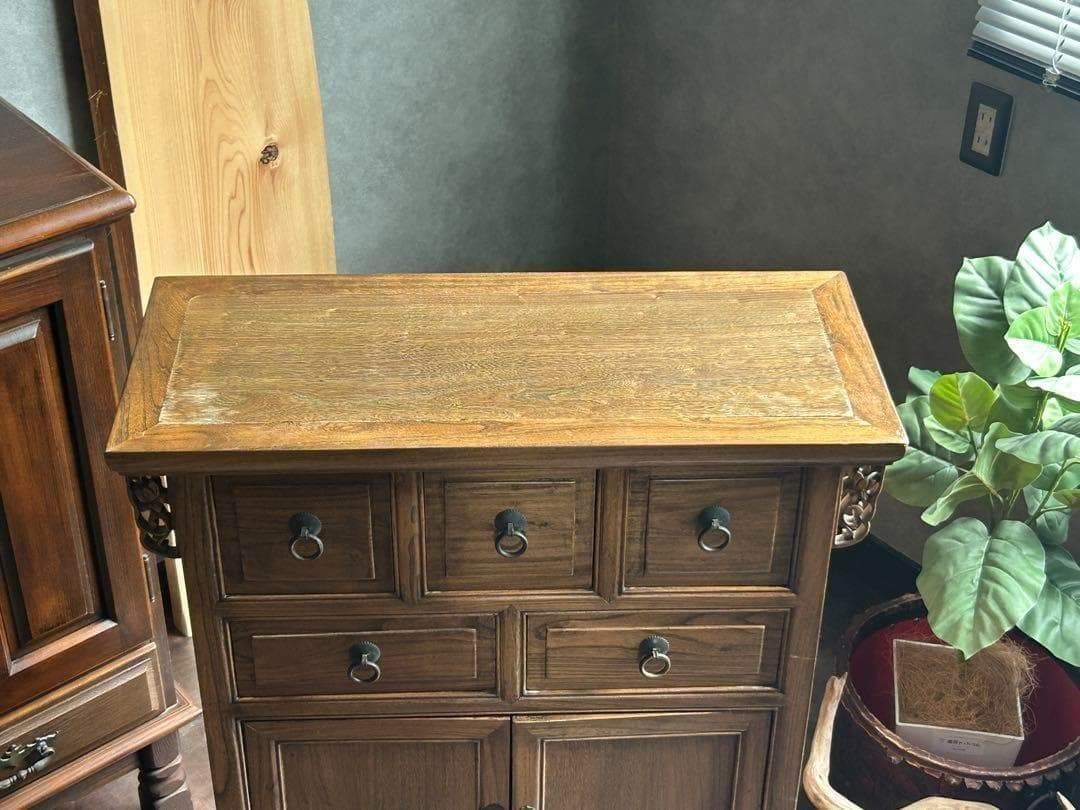 李氏朝鮮　アンティーク　キャビネット　無垢材　サイドボード　レトロ　棚　GH