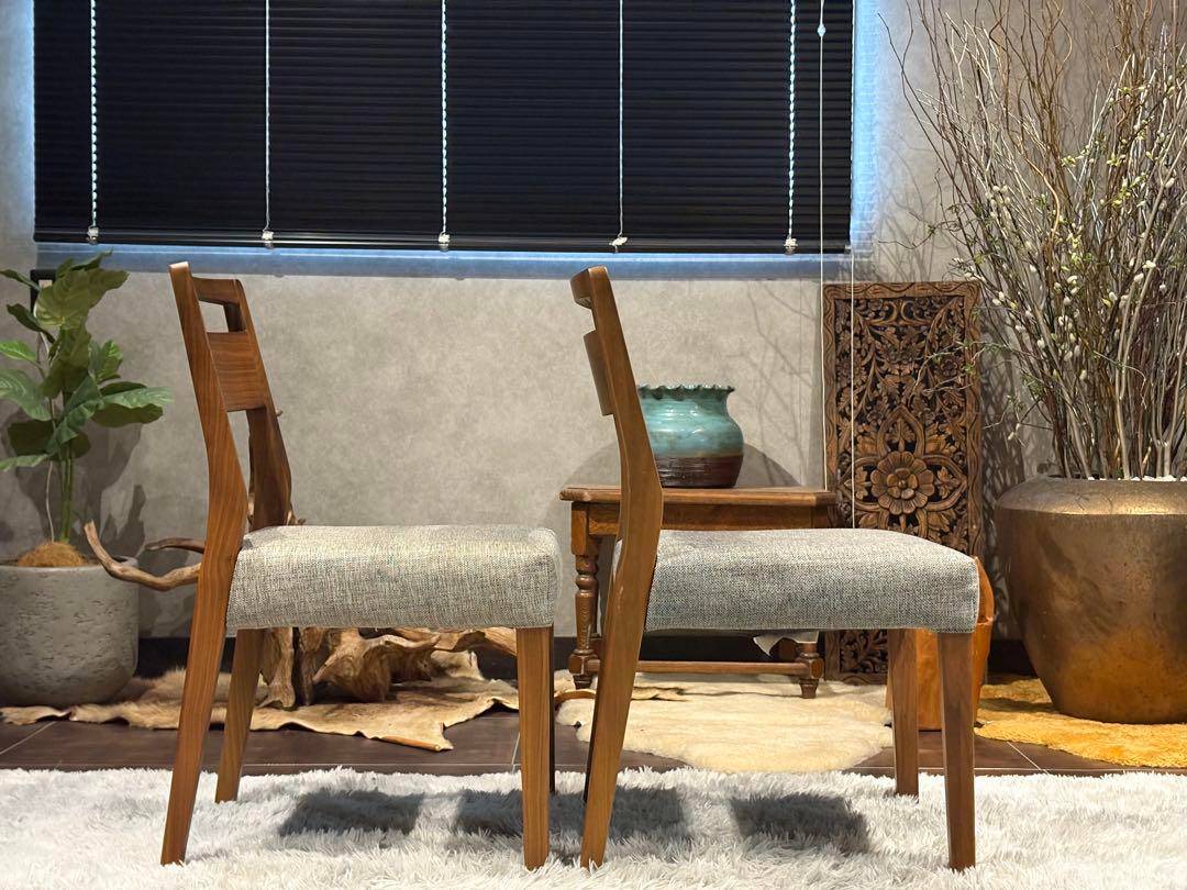 シンプル　モダン　ビンテージ　ウォールナット　ダイニングチェア　4脚セット　H