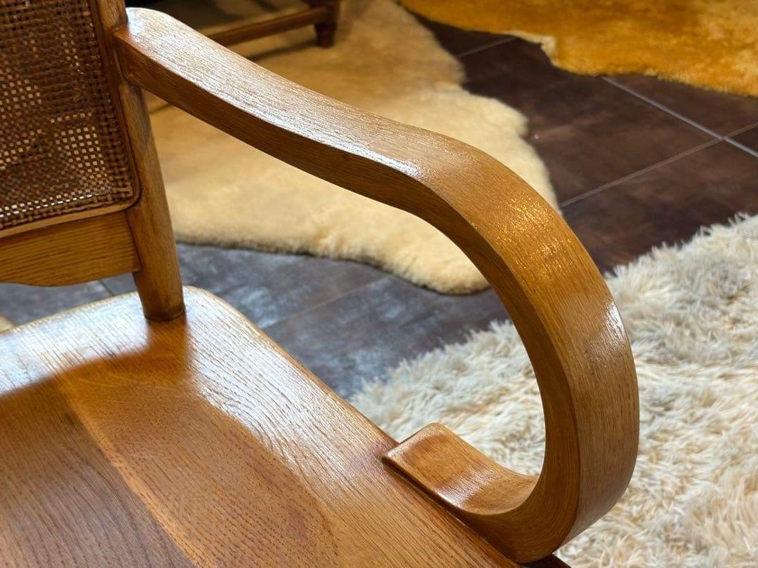 ナラ材　楢材　剥離家具　ストリップド家具　柏木工　アームチェア　ラタン　NZ