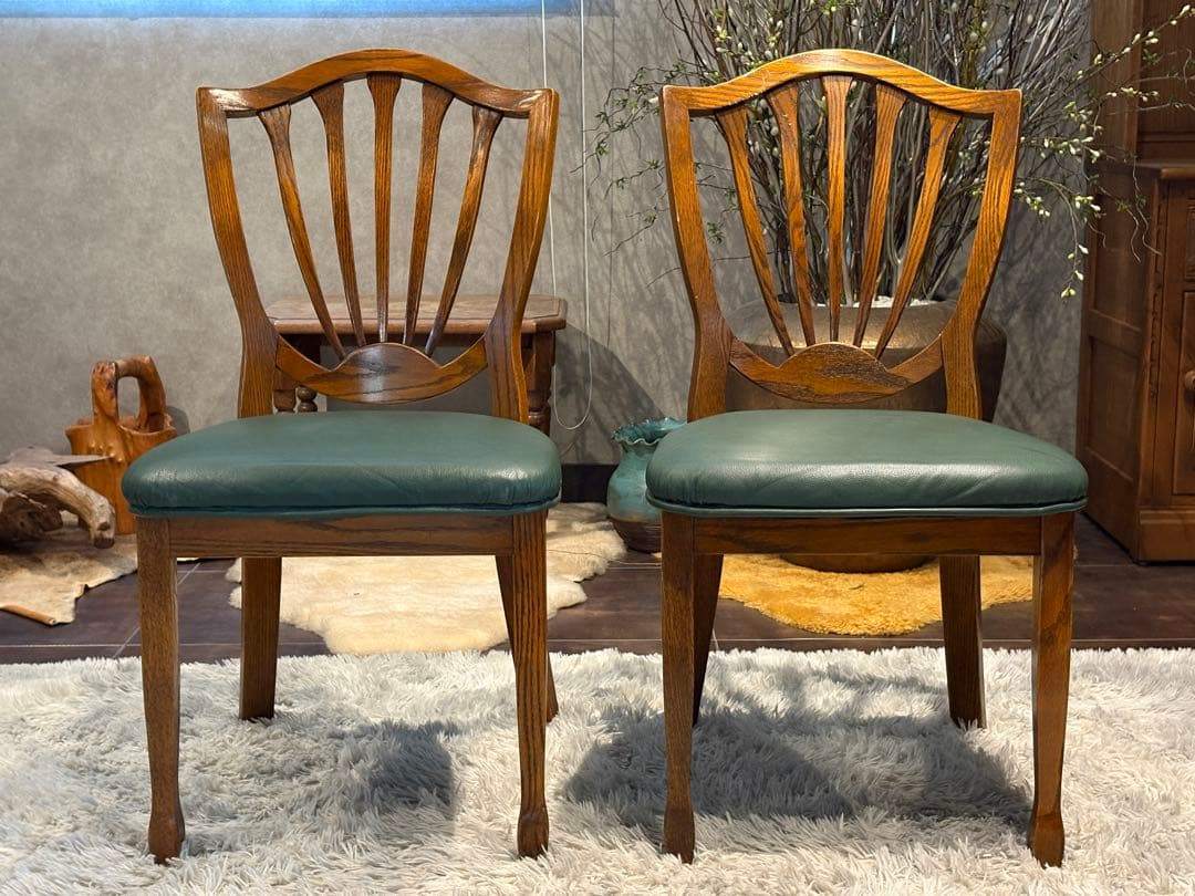 台湾製 オーク材 ダイニングチェア リビングチェア 食卓椅子 合皮レザー nZ