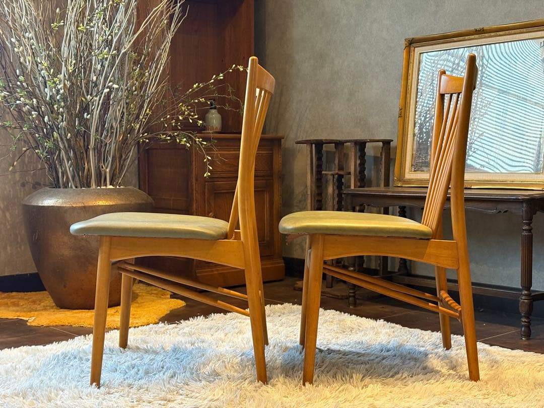 飛騨産業 キツツキマーク ダイニングチェア スポークチェア アンティーク nZ