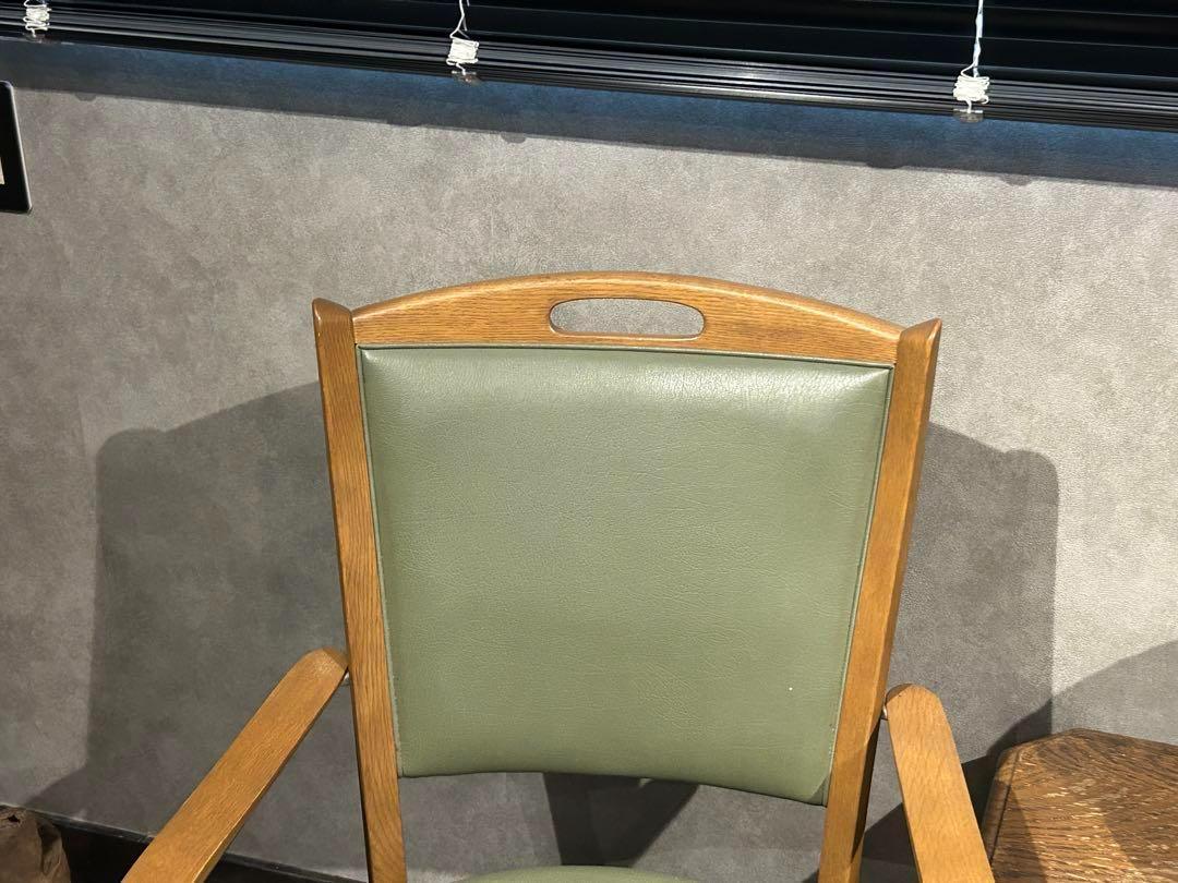 カリモク家具　karimoku アームチェア　グリーンレザー　ヴィンテージ　SZ