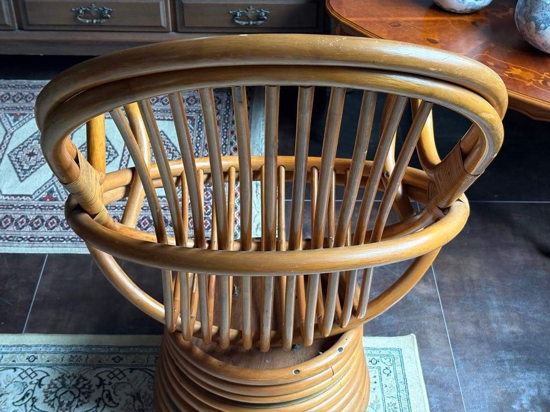 ラタンチェア　回転チェア　アジアン　リゾート家具　藤家具　ラウンジチェア　G
