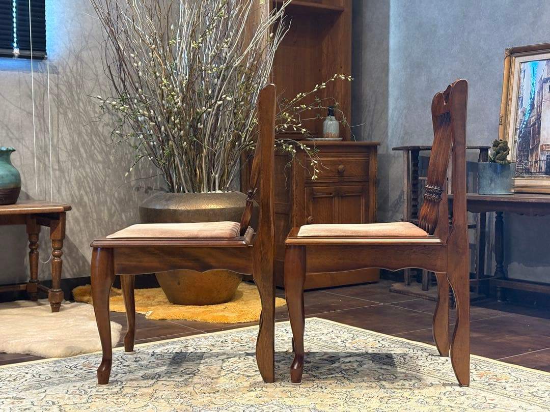 ①光製作所 ダイニングチェア リビングチェア 猫脚 アンティーク ビンテージ R