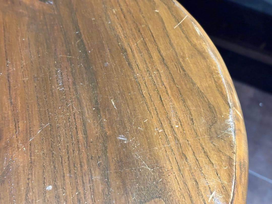 無垢材　アンティーク　コンソール　円形　サイドテーブル　ナイトテーブル　SG