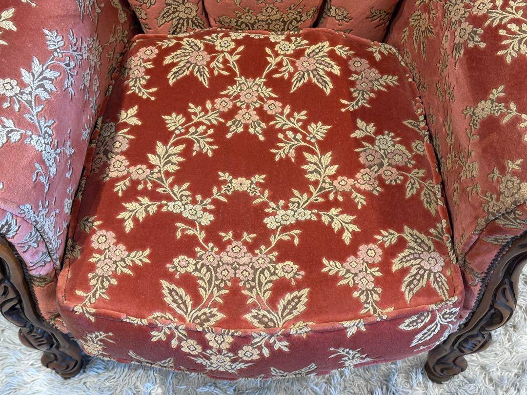 イタリア　アンティーク　ロココ　クラシック　鋲打　リベット　猫脚　金華山織　KG