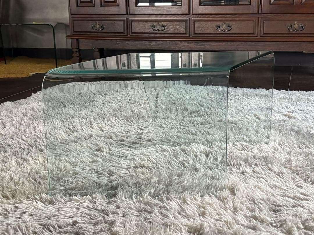 ①ガラステーブル　サイドテーブル　ローテーブル　斜めテーブル　高級家具　IZG