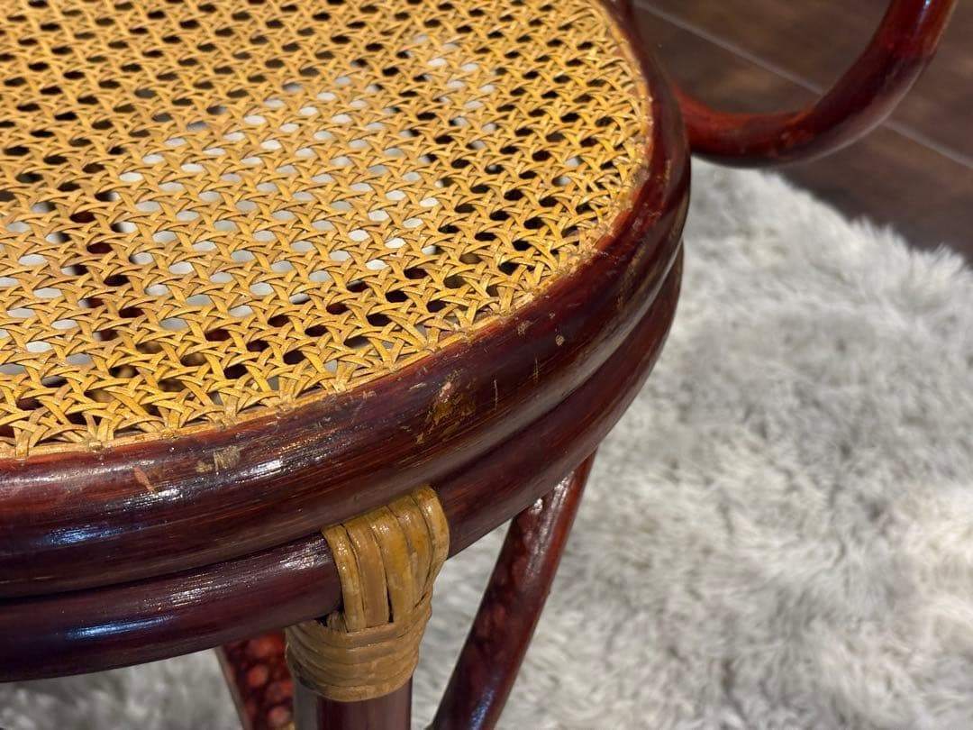 ヴィンテージ　ラタン　籐　ハイバックチェア　カゴメ編み　クラシック　2脚　RZ