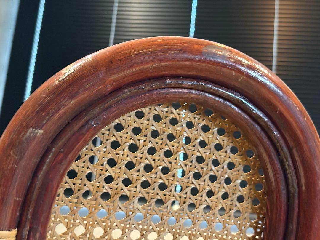 ヴィンテージ　ラタン　籐　ハイバックチェア　カゴメ編み　クラシック　2脚　RZ