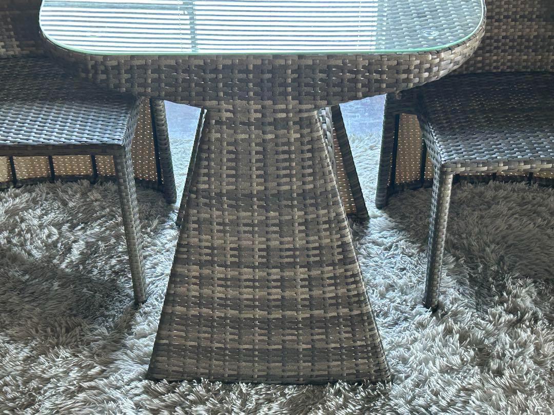 ラタンチェア　ガーデンテーブルセット　バルコニー　べランピング　コンパクト　RZ