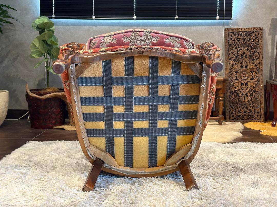 イタリア　アンティーク　ロココ　クラシック　鋲打　リベット　猫脚　金華山織　KG