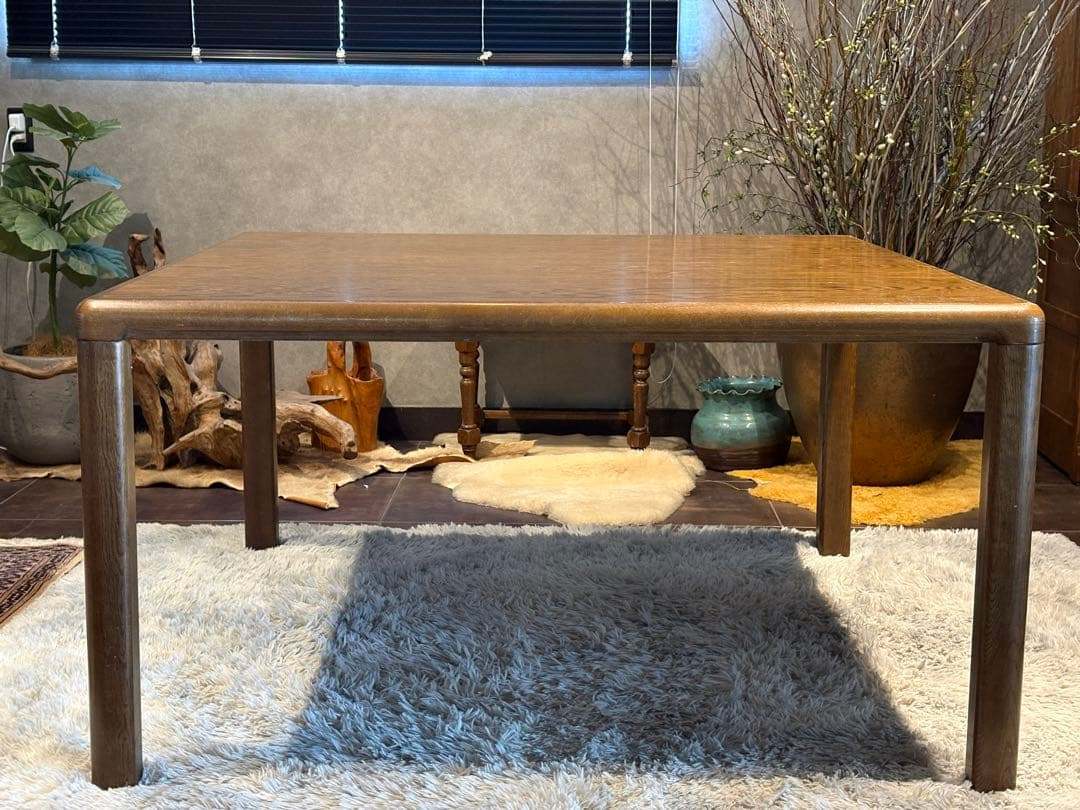 飛騨産業 キツツキ スクエアテーブル ダイニングテーブル アンティーク nG