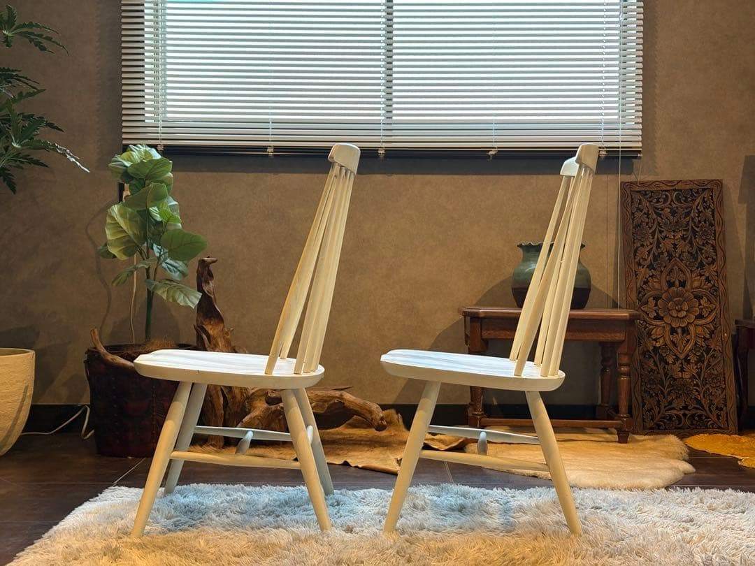 ①太平 ウィンザーチェア　ホワイト　ゴールドスミスチェア　2脚セット　IZ