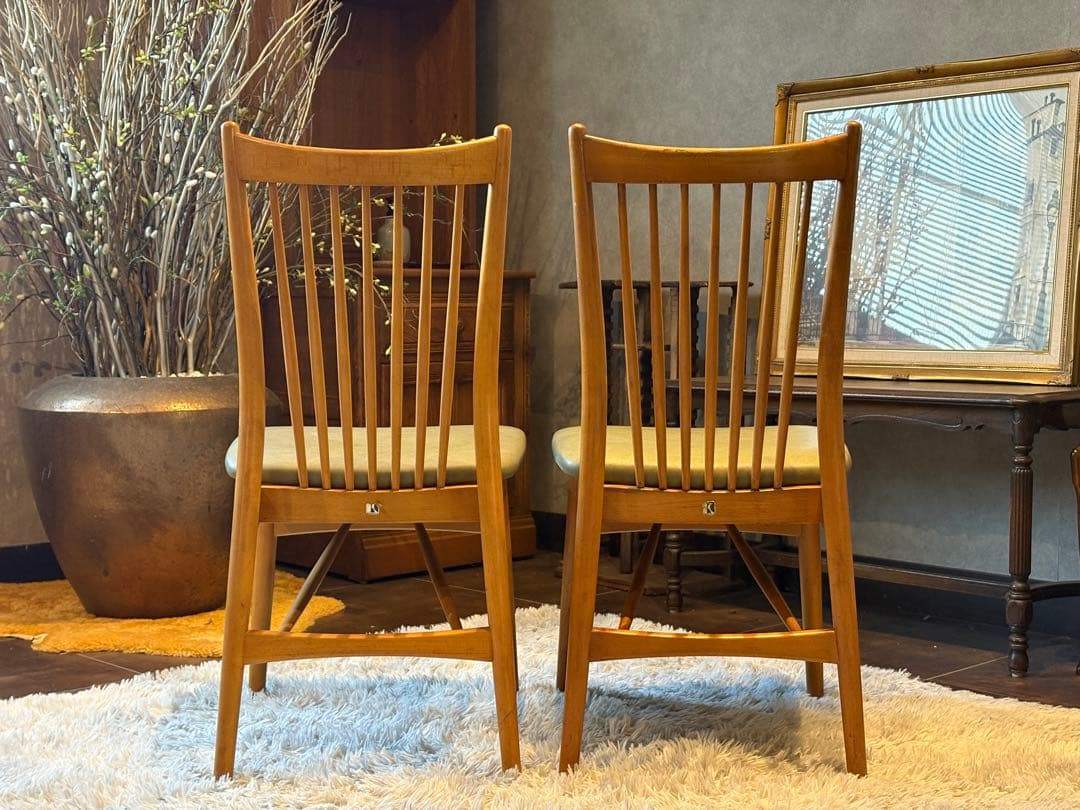 飛騨産業 キツツキマーク ダイニングチェア スポークチェア アンティーク nZ