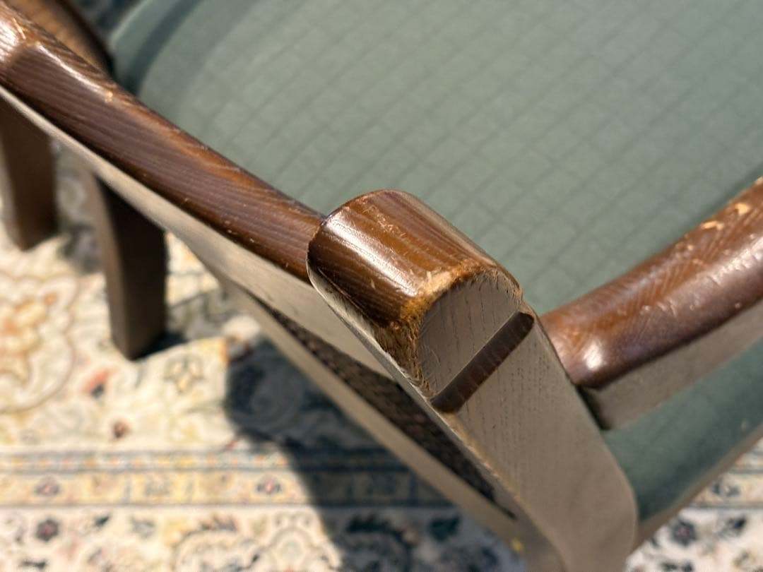 ①飛騨産業 キツツキマーク アームチェア ダイニングチェア リメイク IZ