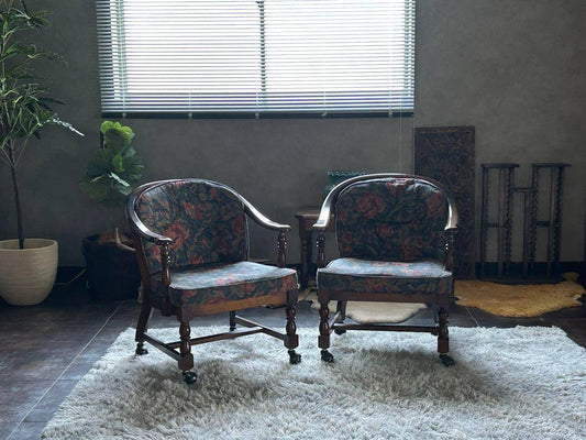 ①カリモク karimoku アームチェア　ヴィンテージチェア　2脚セット　GZ