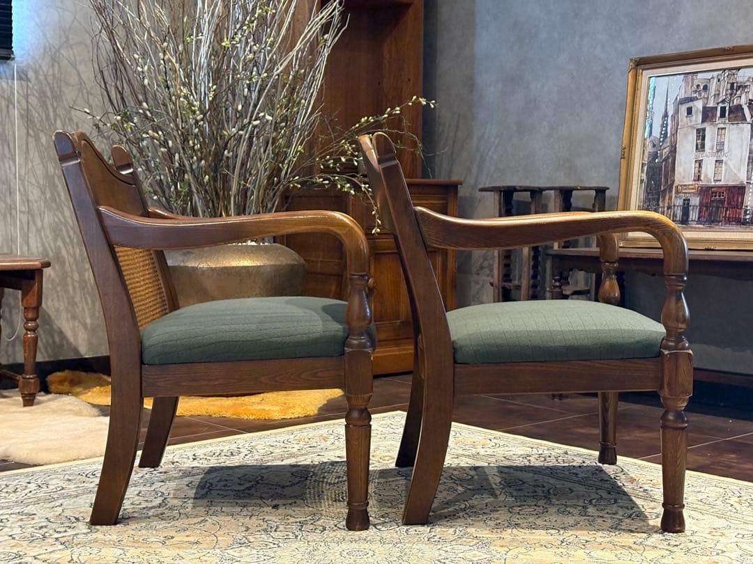 ②飛騨産業 キツツキマーク アームチェア ダイニングチェア リメイク