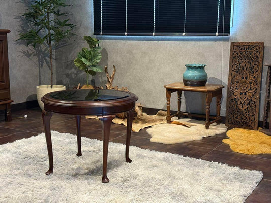 maruni クラシック　猫脚　ラウンドテーブル　ガラステーブル　オールドマルニ