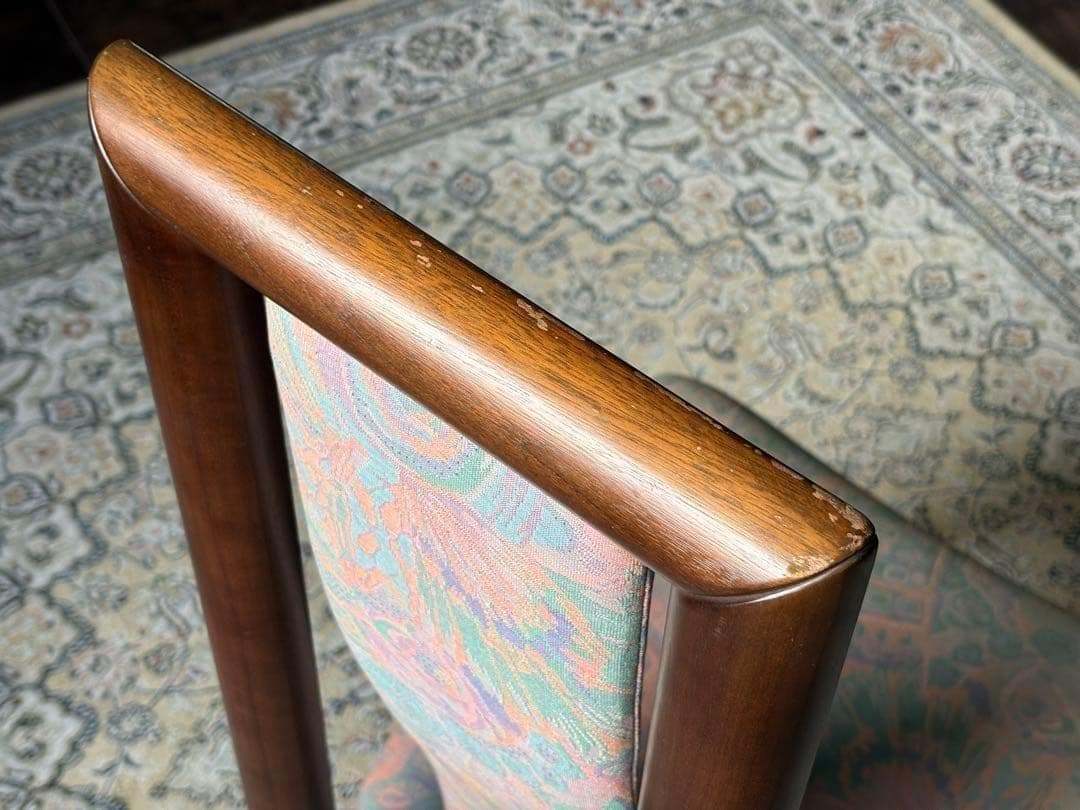 オールドカリモク　カリモク　Karimoku　ハイバックチェア　総柄　レトロ家具