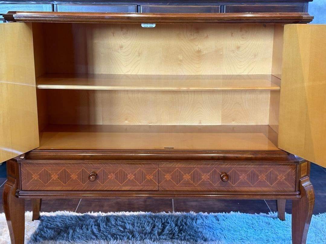 イタリア製　象嵌　猫脚　サイドボード　キャビネット　両開き　チェスト　ygz