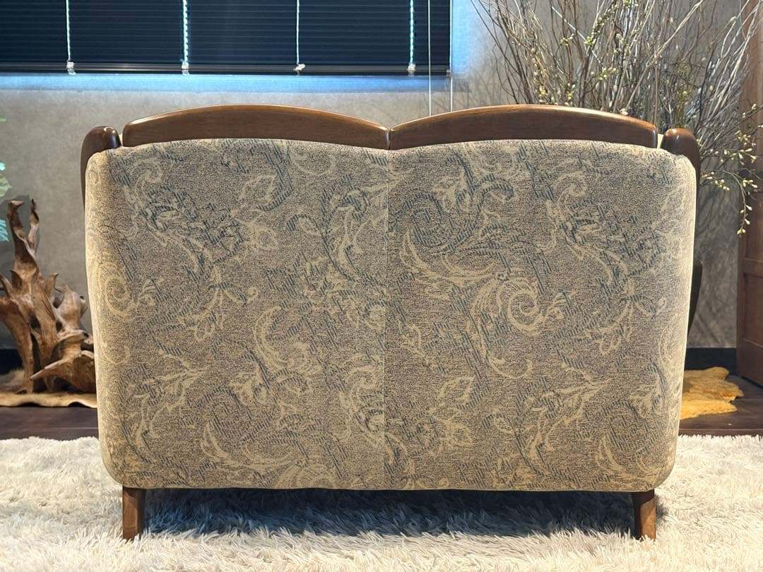 2人掛けソファ 2Pソファ ファブリック生地 アンティーク ビンテージ nZ