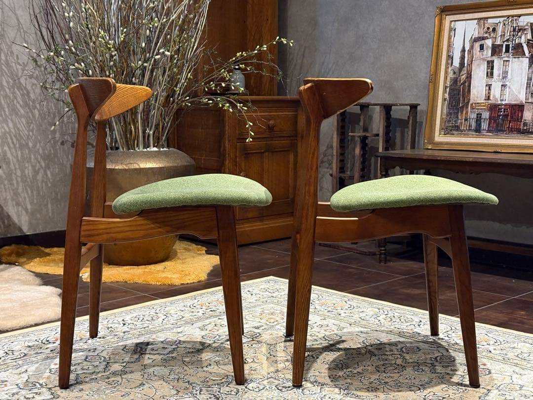 北欧テイスト ダイニングチェア グリーン アンティーク ヴィンテージ nZ