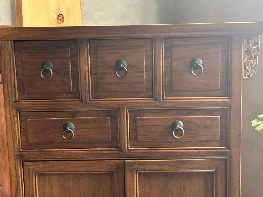 李氏朝鮮　アンティーク　キャビネット　無垢材　サイドボード　レトロ　棚　GH