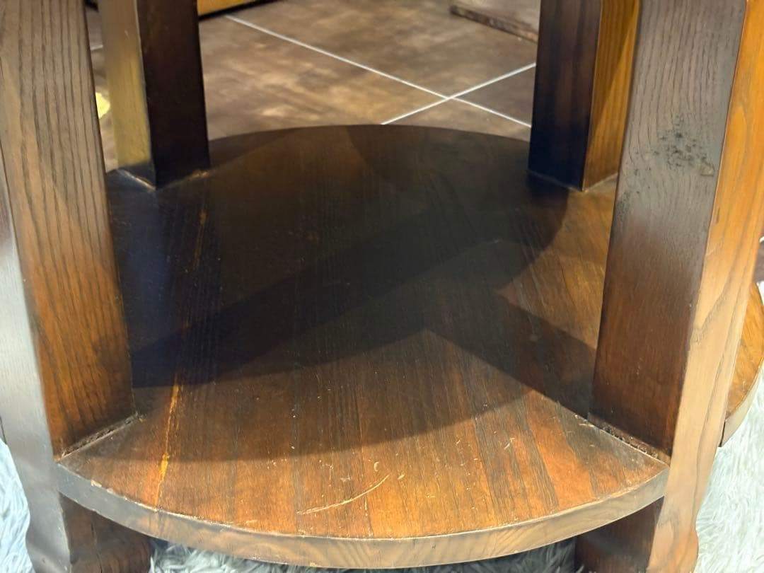 無垢材　アンティーク　コンソール　円形　サイドテーブル　ナイトテーブル　SG