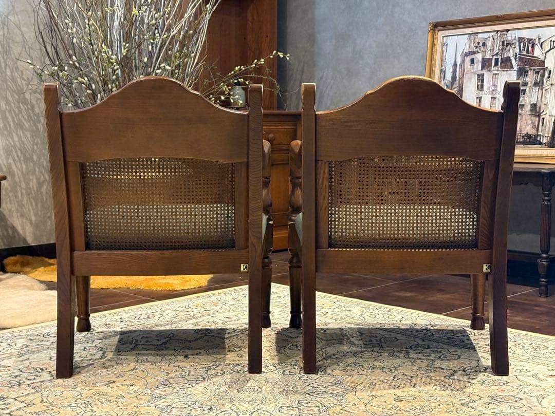 ②飛騨産業 キツツキマーク アームチェア ダイニングチェア リメイク