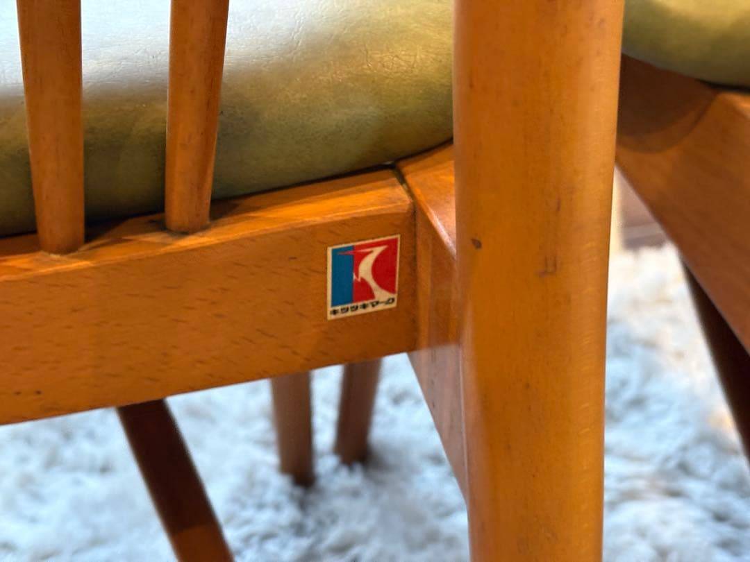 レトロ　飛騨産業 キツツキマーク ビンテージ　スポークチェア　4脚セット　Sn