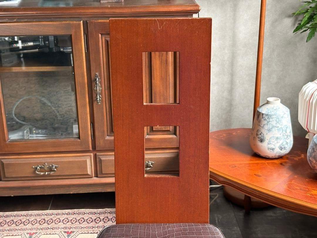 ハイバックチェア　レトロ　ビンテージ　クロコ柄　合皮レザー　2脚セット　nZ