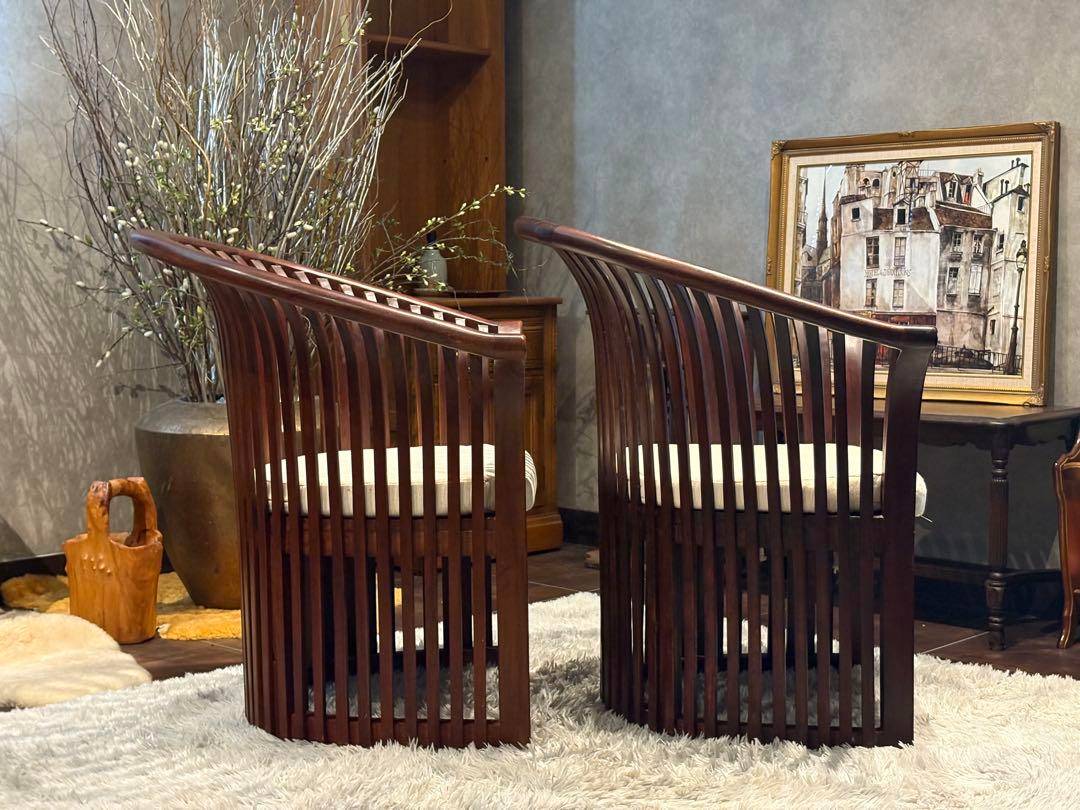 リゾート家具　アームソファ　ダイニングソファ　アンティーク　アジアン　NZ