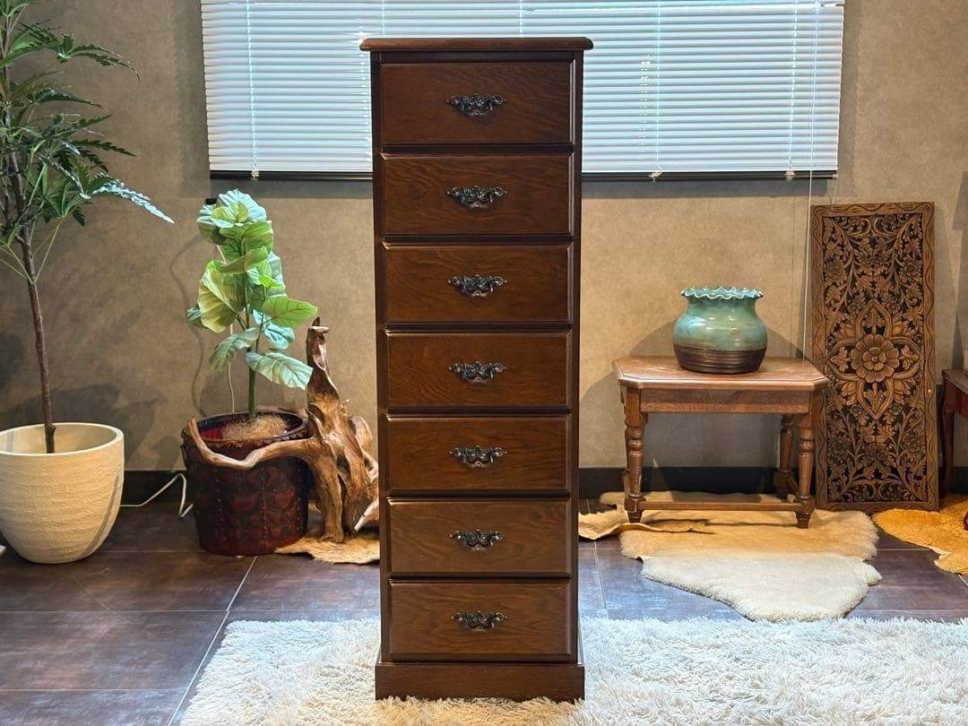 越後民芸家具　7段チェスト　アンティーク　ヴィンテージ　無垢材　nG