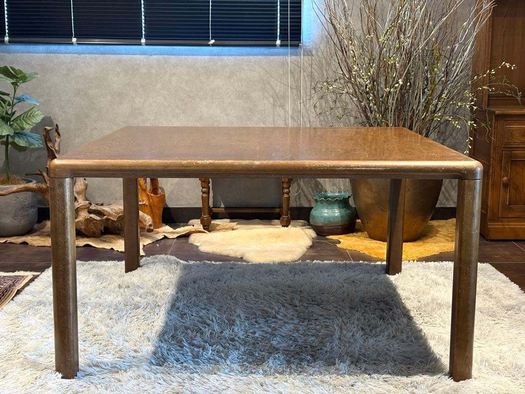 飛騨産業 キツツキ スクエアテーブル ダイニングテーブル アンティーク nG