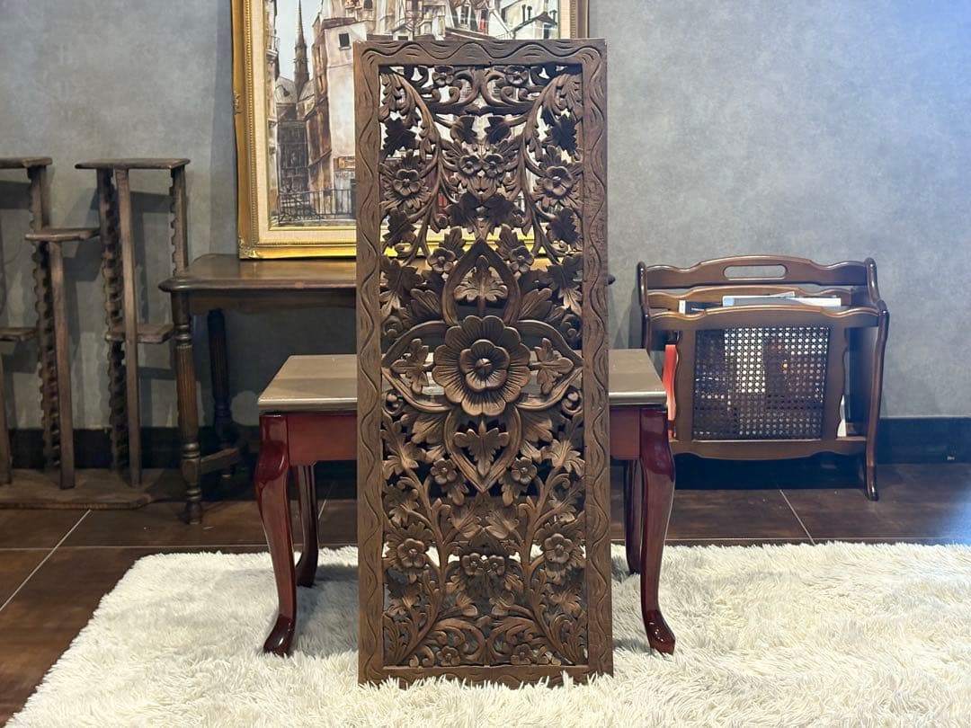 レリーフ　アート　木製　ウォールデコレーション　アンティーク　ヴィンテージ　nZ