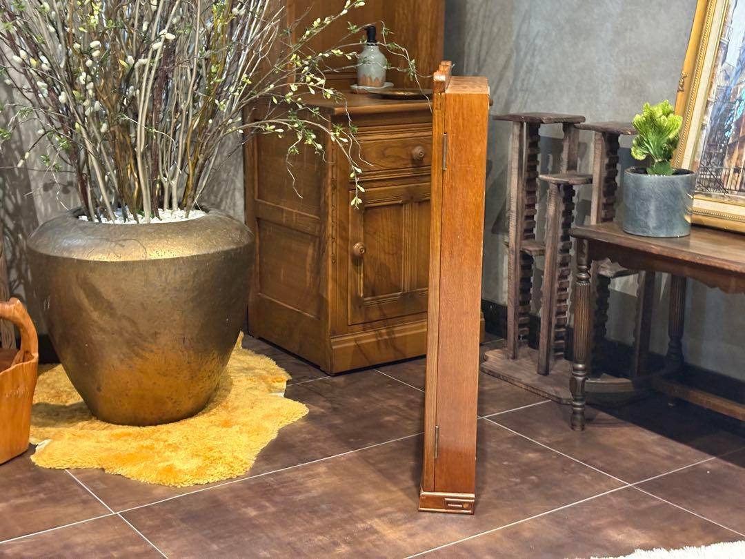 唐木 飾り棚 インテリア アンティーク ビンテージ ミラー 鏡 壁掛け　SZ