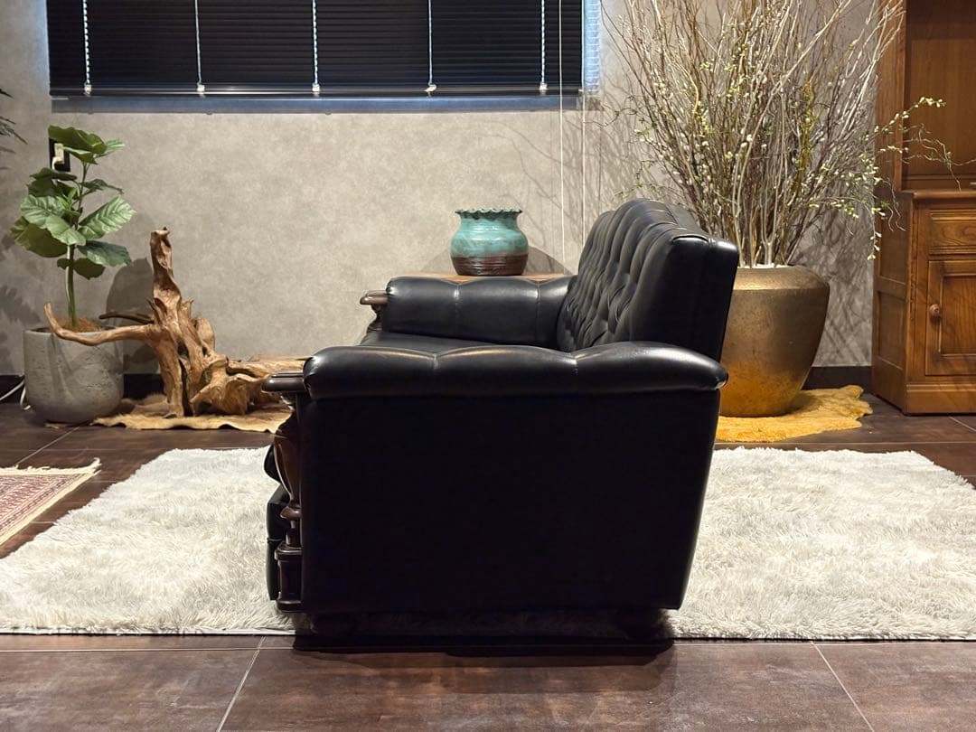 karimoku カリモク　3人掛けソファ　3Pソファ　ボタンダウン　本革　IZ